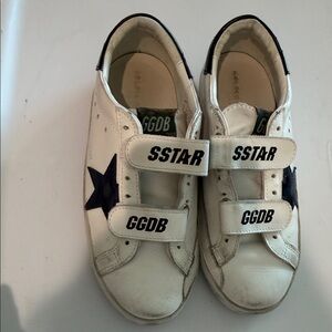 Golden Goose Kids White Sneakers with Navy Star - Velcro Closure